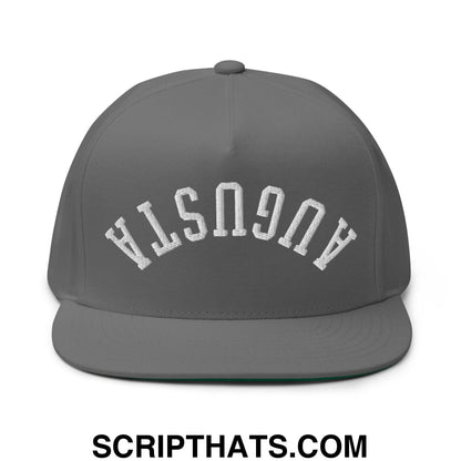 Upside Down Augusta Embroidered Flat Brim Bill Golf 5 Panel Snapback Hat
