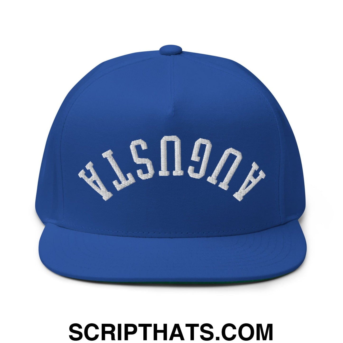 Upside Down Augusta Embroidered Flat Brim Bill Golf 5 Panel Snapback Hat
